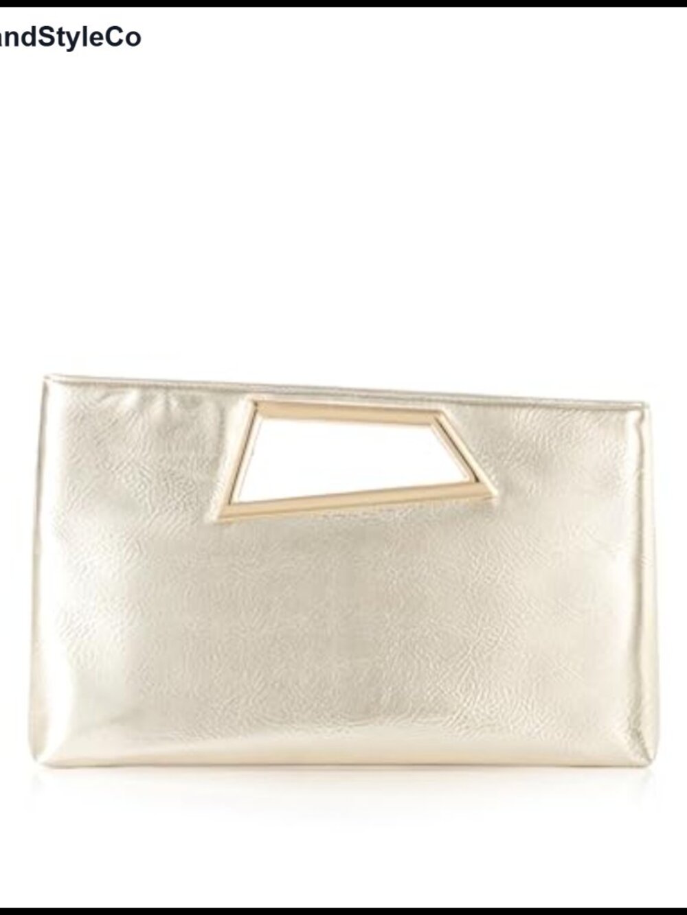 Women's PU Leather Clutch Purse with Metallic Geo Top Handle